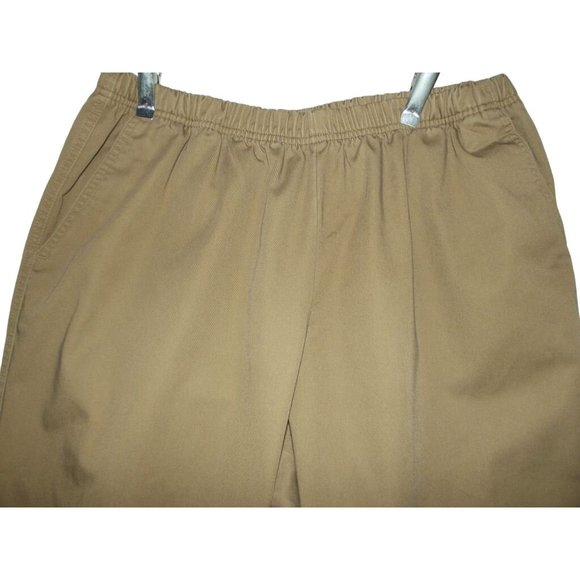 Lands End Pants 18W x 32"Inseam Fit 3 tan dark khaki pull on elastic - Picture 2 of 7
